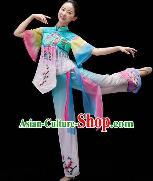 China Fan Dance Embroidered Clothing Traditional Folk Dance Yangko Dance Outfits