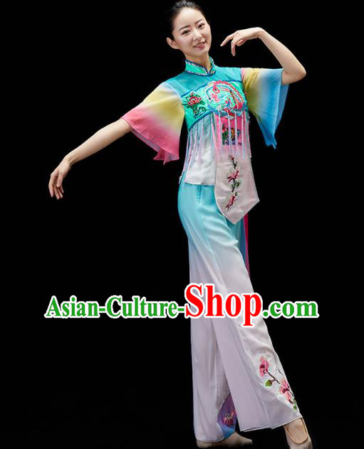 China Fan Dance Embroidered Clothing Traditional Folk Dance Yangko Dance Outfits