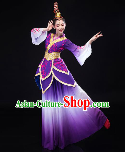 China Traditional Solo Dance Costume Umbrella Dance Clothing Classical Dance Purple Dress