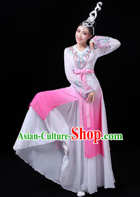 China Classical Dance Dress Traditional Woman Dance Costume Umbrella Dance Clothing and Headwear