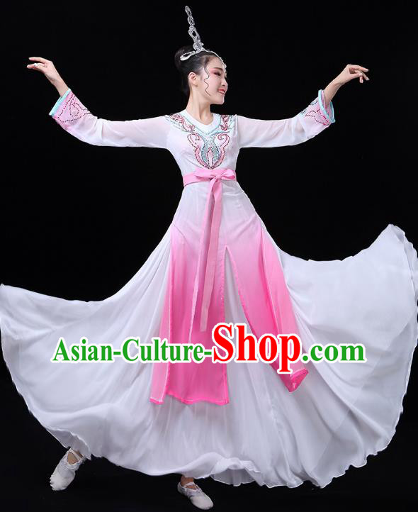 China Classical Dance Dress Traditional Woman Dance Costume Umbrella Dance Clothing and Headwear