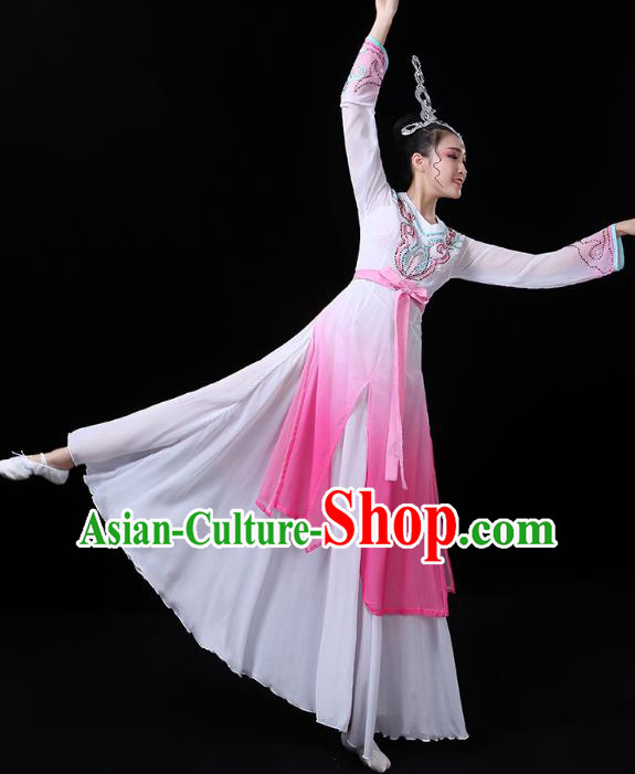 China Classical Dance Dress Traditional Woman Dance Costume Umbrella Dance Clothing and Headwear