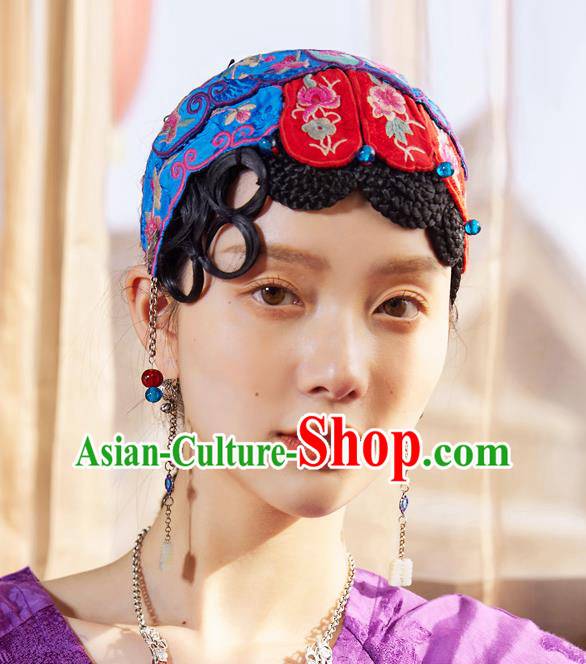 China Traditional Embroidered Hair Clasp National Folk Dance Headwear