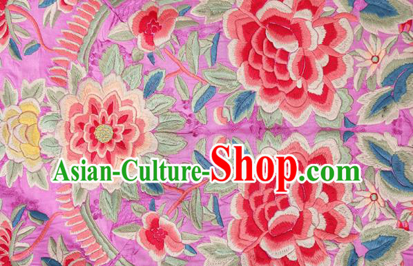Chinese Traditional Embroidered Purple Silk Dress National Woman Tang Suit Cheongsam Costume