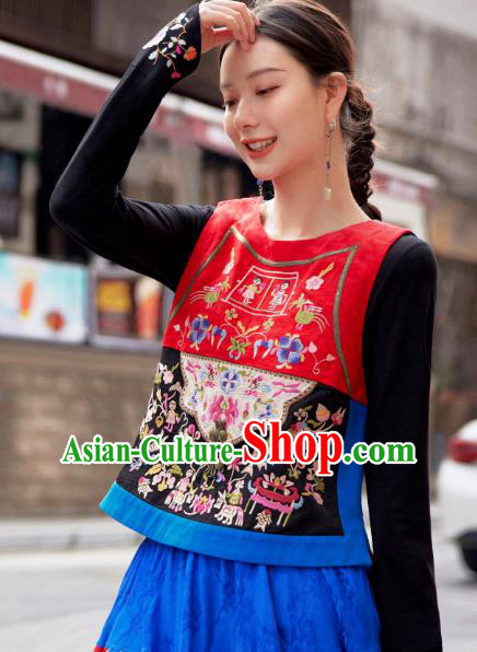 China Traditional Embroidered Waistcoat Clothing National Vest Tang Suit Upper Outer Garment