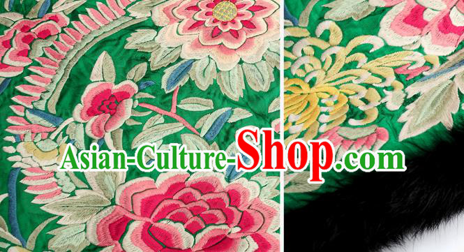 Chinese Embroidered Cotton Wadded Red Qipao Dress Traditional National Winter Cheongsam Costume