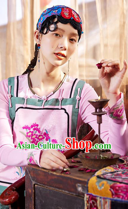 China Traditional Pink Waistcoat Clothing National Embroidered Orchids Vest Tang Suit Upper Outer Garment