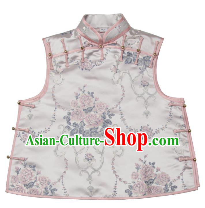 Chinese Traditional Woman Brocade Top Garment Costume Tang Suit Vest