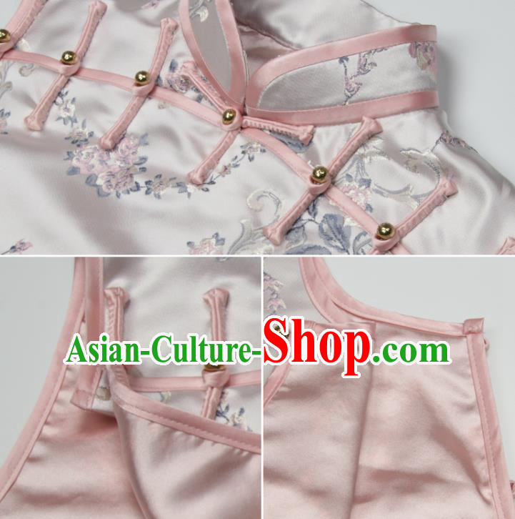 Chinese Traditional Woman Brocade Top Garment Costume Tang Suit Vest