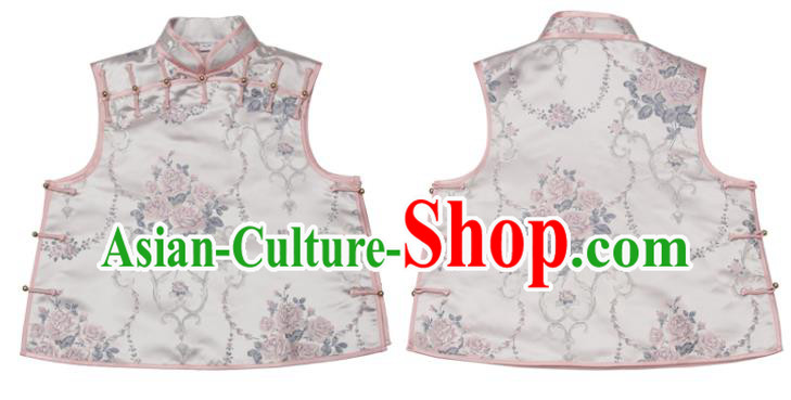 Chinese Traditional Woman Brocade Top Garment Costume Tang Suit Vest