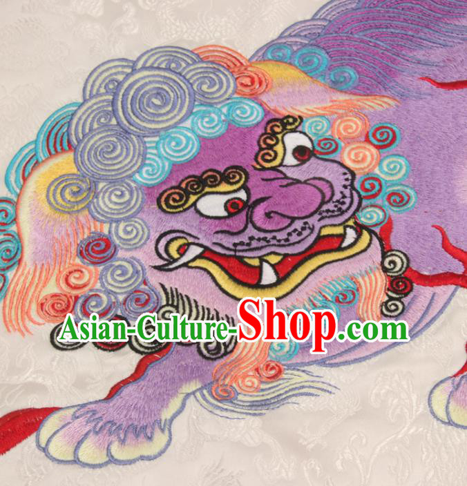Chinese National White Brocade Vest Tang Suit Upper Outer Garment Traditional Embroidered Lion Waistcoat