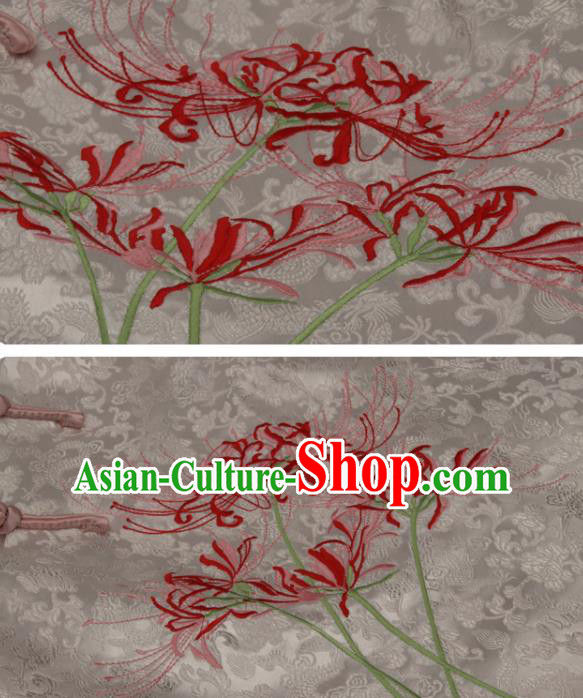 Chinese National White Brocade Vest Tang Suit Upper Outer Garment Traditional Embroidered Manjusaka Waistcoat