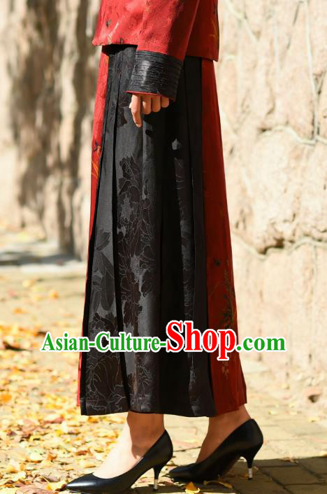 China National Red Gambiered Guangdong Gauze Skirt Traditional Woman Costume