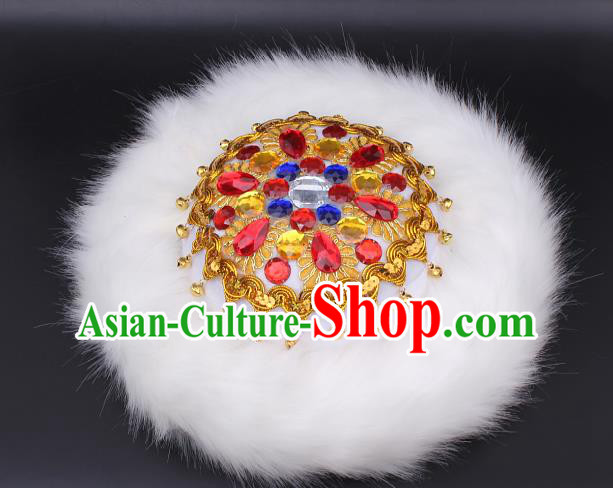 Chinese Traditional Uygur Nationality Folk Dance Hat Xinjiang Ethnic Woman Headwear