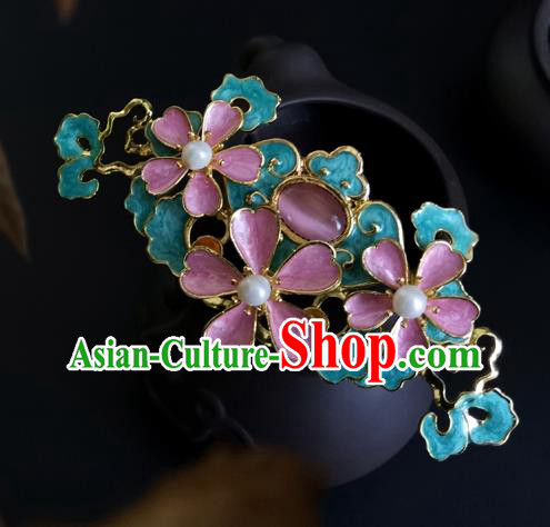 China Ancient Princess Pink Peach Blossom Hairpin Traditional Song Dynasty Palace Lady Hair Crown