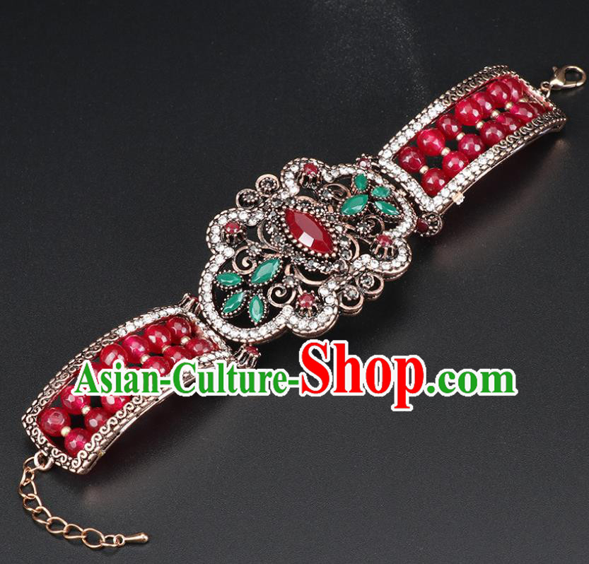 India Belly Dance Wristlet Accessories Asian Indian Folk Dance Performance Red Bracelet