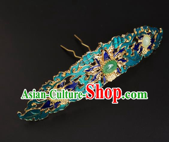 China Ancient Empress Hairpin Traditional Ming Dynasty Blueing Lotus Hair Crown