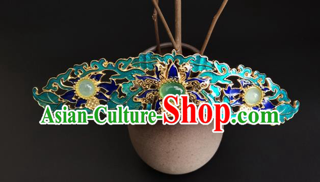 China Ancient Empress Hairpin Traditional Ming Dynasty Blueing Lotus Hair Crown