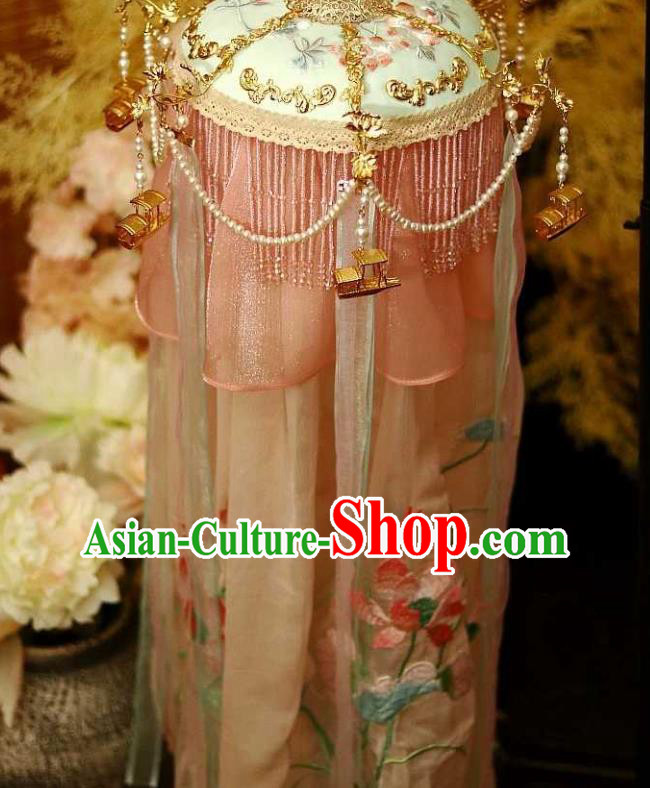 Handmade China Ancient Palace Lantern Traditional Song Dynasty Embroidered Silk Portable Lamp