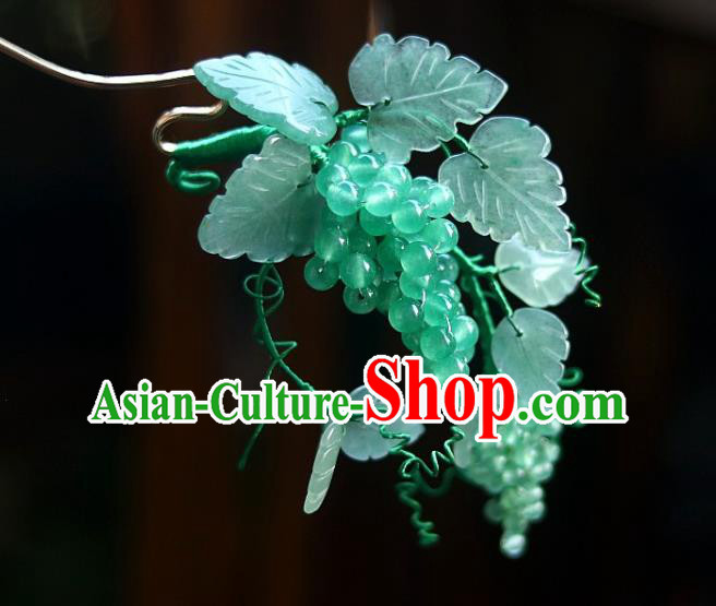 Chinese Traditional Song Dynasty Court Hair Stick Ancient Princess Green Grape Hairpin