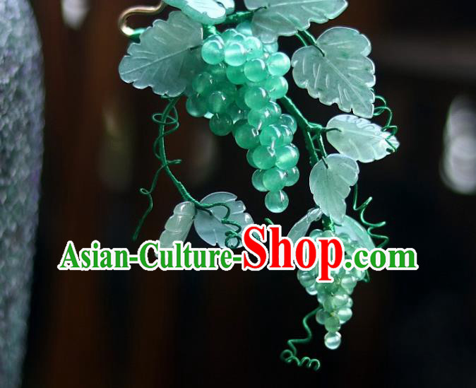 Chinese Traditional Song Dynasty Court Hair Stick Ancient Princess Green Grape Hairpin