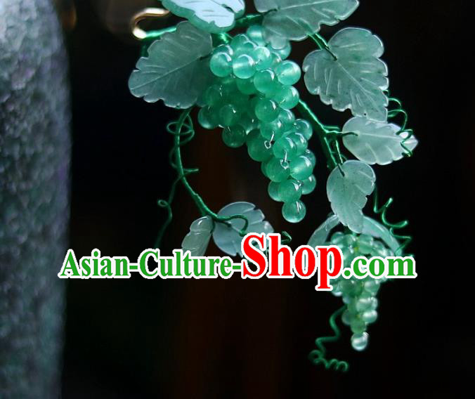 Chinese Traditional Song Dynasty Court Hair Stick Ancient Princess Green Grape Hairpin