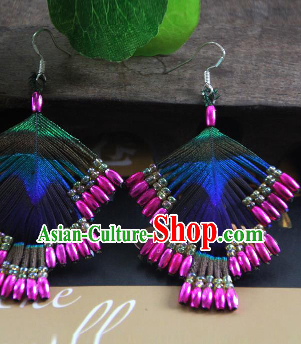 Chinese Handmade Peacock Dance Ear Jewelry National Ear Accessories Yannan Dai Ethnic Woman Earrings