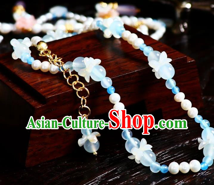 China Traditional Tang Dynasty Shell Butterfly Necklace Handmade Ancient Princess Tassel Necklet Accessories