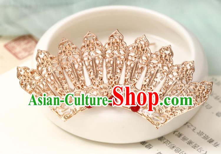 Chinese Ancient Empress Hairpin Traditional Ming Dynasty Golden Hair Crown