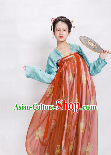 China Ancient Palace Lady Hanfu Dress Traditional Tang Dynasty Nobility Woman Historical Clothing