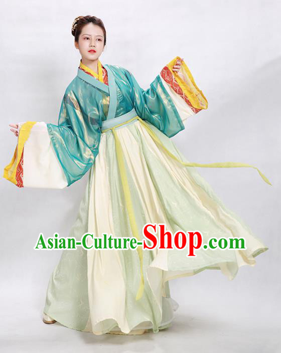China Traditional Jin Dynasty Court Beauty Historical Clothing Ancient Palace Princess Hanfu Dress Garments