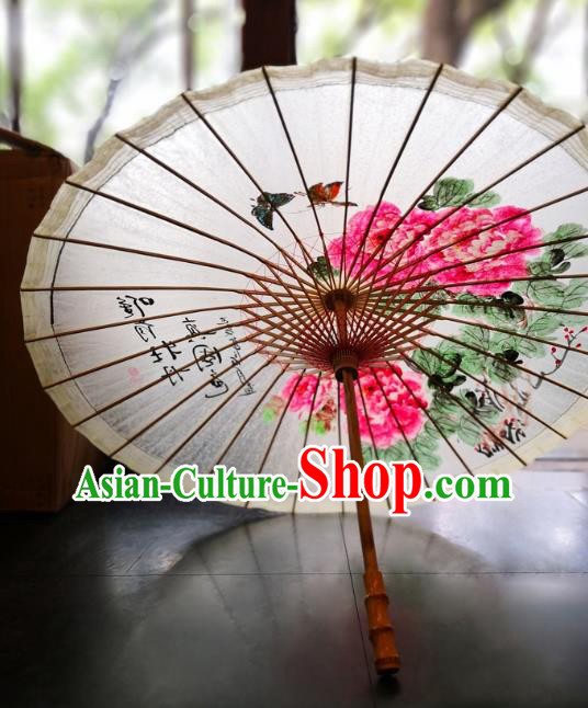 China Traditional Hanfu Oilpaper Umbrella Hand Painting Peony Umbrella Classical Oil Paper Umbrella