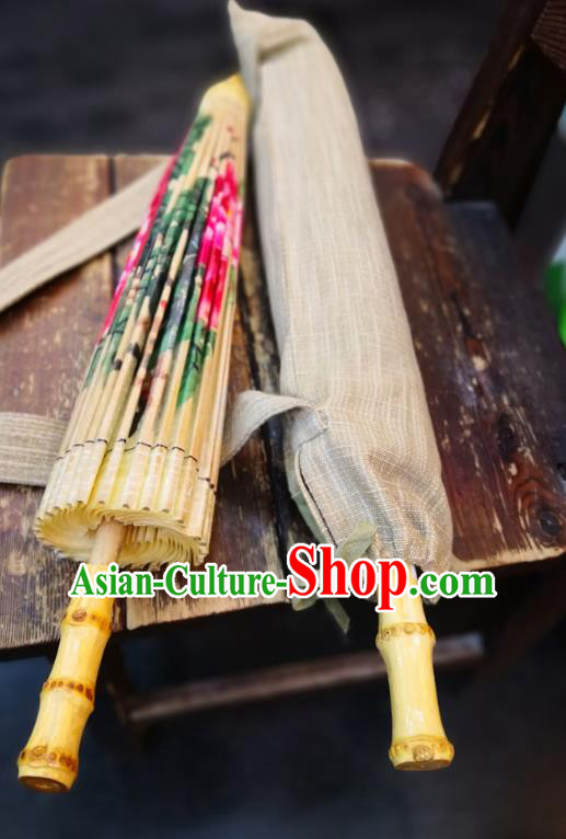 China Traditional Hanfu Oilpaper Umbrella Hand Painting Peony Umbrella Classical Oil Paper Umbrella