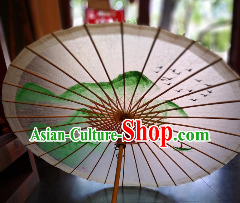 China Handmade Oilpaper Umbrella Ink Painting Landscape Oil Paper Umbrella Traditional Hanfu Umbrella