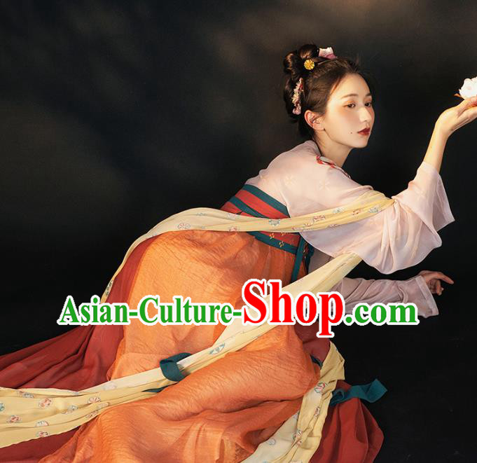 China Traditional Tang Dynasty Palace Lady Historical Clothing Ancient Royal Princess Hanfu Dress