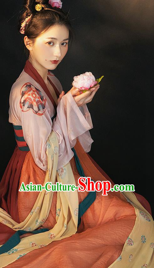 China Traditional Tang Dynasty Palace Lady Historical Clothing Ancient Royal Princess Hanfu Dress