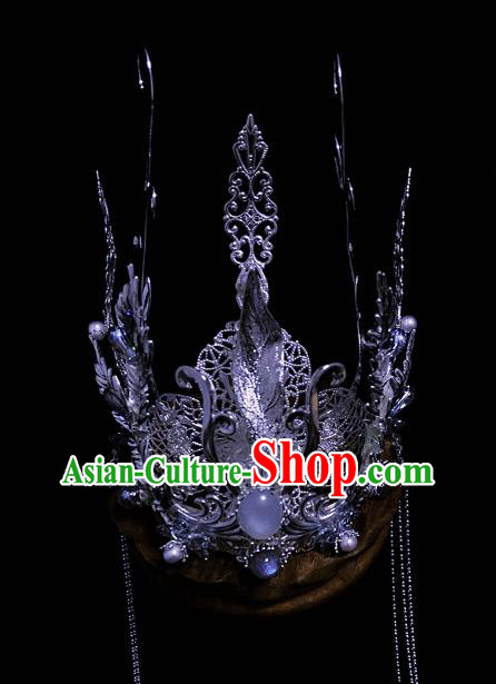 Chinese Jin Dynasty Noble Prince Argent Hairdo Crown Ancient Swordsman Hair Accessories