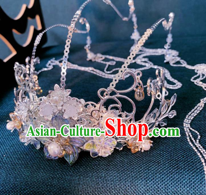China Ancient Young Lady Hair Accessories Handmade Traditional Cosplay Fairy Princess Tassel Hair Crown