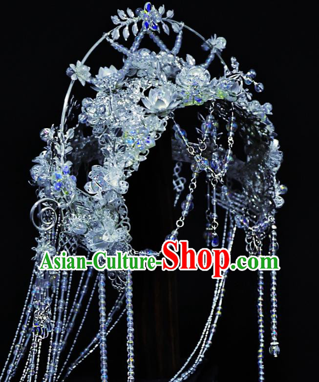 China Handmade Traditional Cosplay Fairy Princess Tassel Hair Crown Ancient Goddess Hair Accessories