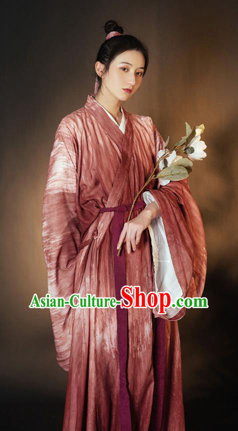China Ancient Young Beauty Hanfu Dress Garment Traditional Wei Jin Dynasty Swordswoman Historical Clothing