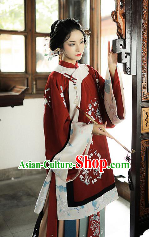 China Ancient Qing Dynasty Noble Woman Embroidered Historical Costumes and Hair Accessories