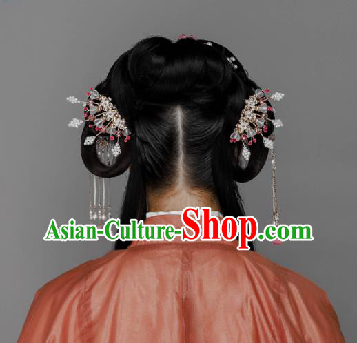 China Ancient Princess Plum Blossom Hairpin Traditional Ming Dynasty Young Lady Hair Stick