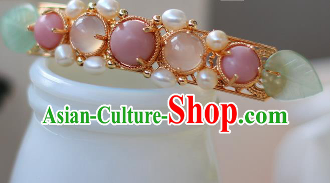 China Ancient Young Beauty Hairpin Traditional Ming Dynasty Princess Pearls Hair Stick