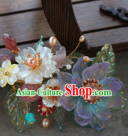China Ancient Palace Lady Pearls Hairpin Traditional Song Dynasty Princess Lotus Hair Stick