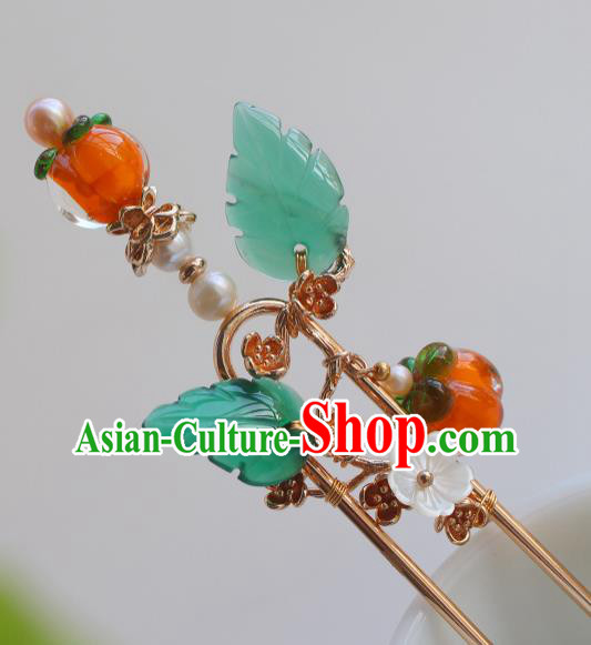 China Ancient Court Beauty Pearls Hairpin Traditional Song Dynasty Palace Lady Shell Plum Hair Stick