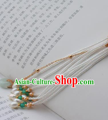 Chinese Traditional Cheongsam Beads Tassel Pendant Ancient Qing Dynasty Imperial Concubine Brooch