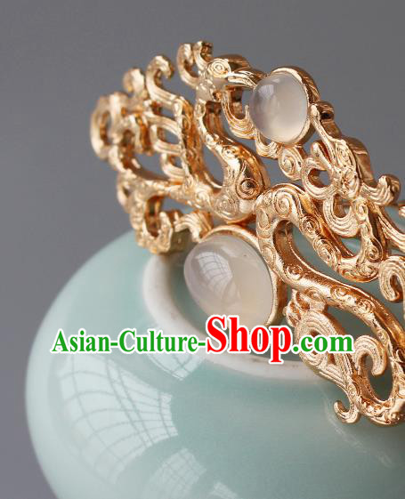China Ancient Princess Golden Phoenix Hairpin Traditional Ming Dynasty Empress Hair Crown