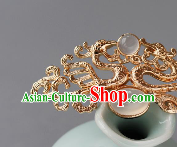 China Ancient Princess Golden Phoenix Hairpin Traditional Ming Dynasty Empress Hair Crown