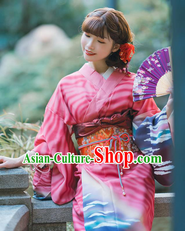 Asian Japan Bride Red Homongi Kimono Japanese Traditional Wedding Costumes