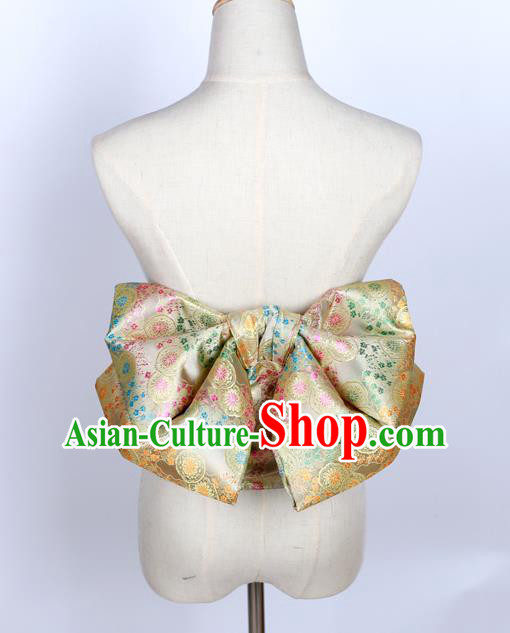 Japan Traditional Yukata Golden Brocade Waistband Japanese Kimono Belt